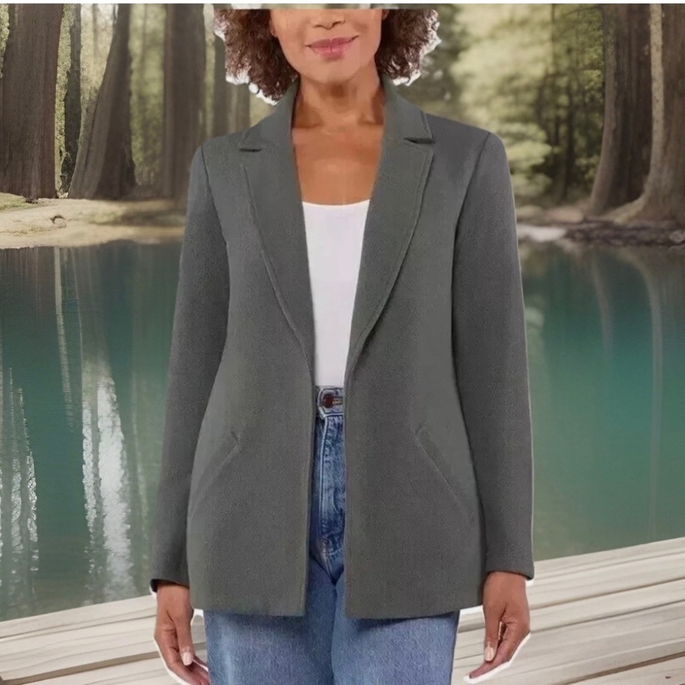 Matty XXL Ladies' Knit Boyfriend Blazer Green NEW Quick Ship - Picture 3 of 4